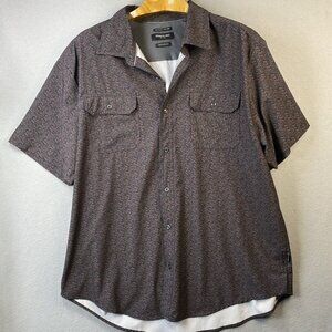 Kenneth Cole Button Up Shirt Men's 2X Short Sleeve Stretch Lightweight Woven EUC
